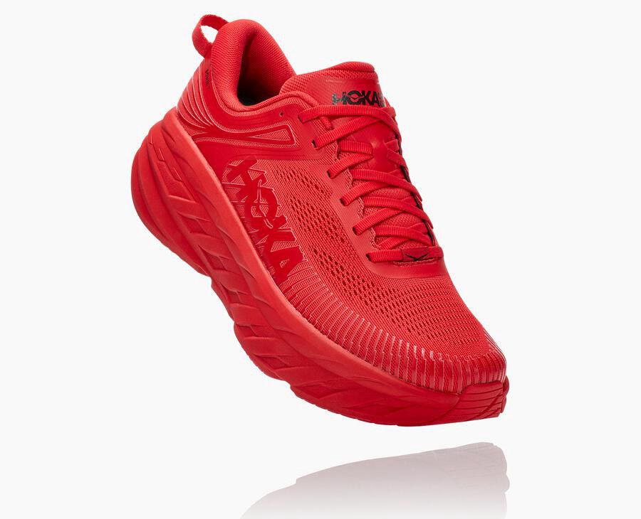 Hoka Bondi 7 - Men's Running Shoes - Red - UK 512WNJQAP